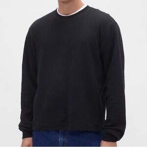 Gap Long Sleeve Waffle Tee in Very Black Size Large
